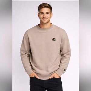 Starter Crewneck Sweatshirt Men’s Large Beige Tan Pullover Logo Y2K 90s